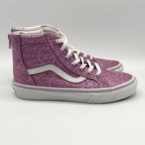 Vans SK8-HI Pink Glitter Back Zip Up Lace Up Sneakers - Kids US 3 / EU 34